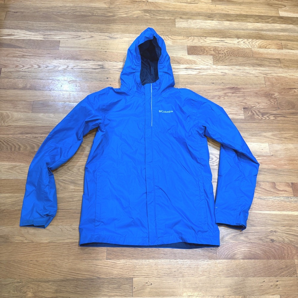 Columbia Youth XL 18/20 Blue Rain Jacket Hooded Mesh Lined